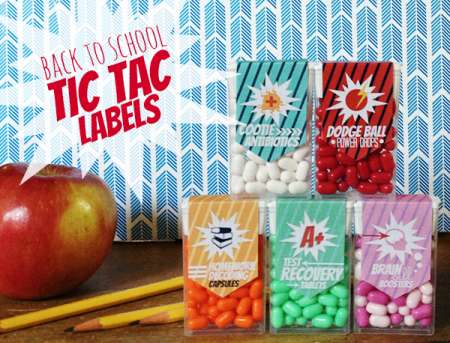 Back To School Tic-Tac Labels