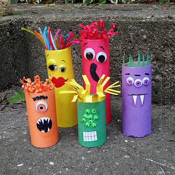 Cardboard Tube Ghoul Family