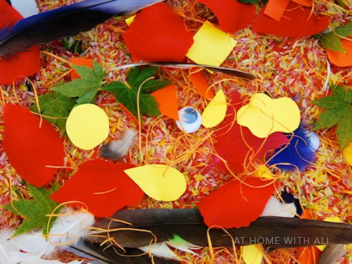 Autumn Rice Sensory Bin