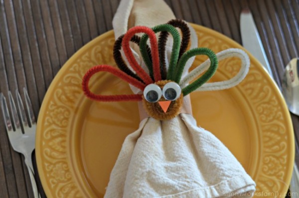 Chenille Stems Turkey Napkin Rings