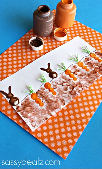 Fingerprint Carrot and Bunny Craft for Kids