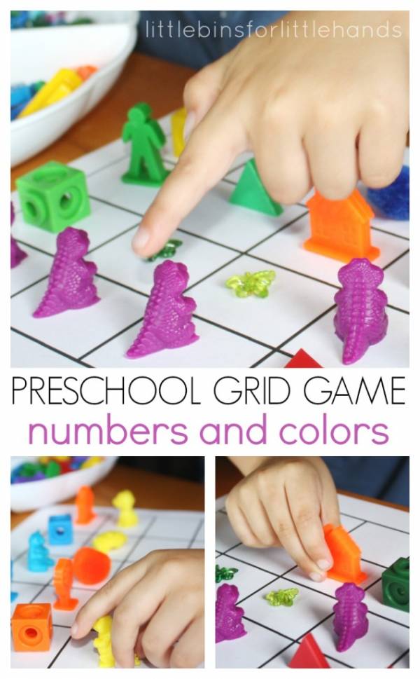 Preschool Numbers and Colors Grid Game