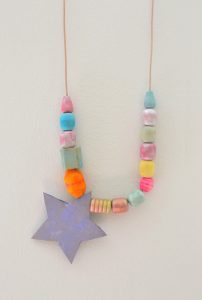 painted wooden bead necklaces