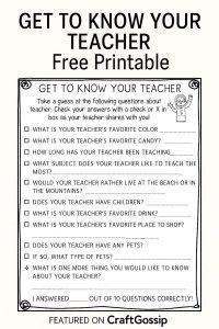 Get to Know Your Teacher with this Printable – Lesson Plans